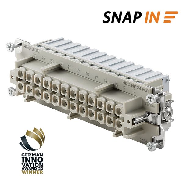 HDC insert, Female, 500 V, 16 A, Number of poles: 24, SNAP IN, Size: 12, 8 image 1