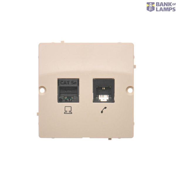 Computer socket RJ45 category 5e + telephone socket RJ11, (module), beige image 1