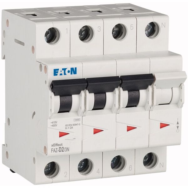Miniature circuit breaker (MCB), 2 A, 3p+N, characteristic: D image 4