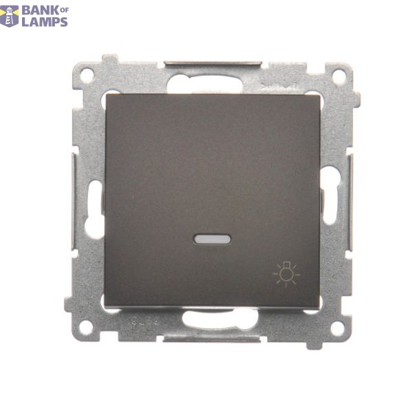 "Light" push button with LED indicator light, (module), 16AX, Screw, Bronze matt, metalic image 1