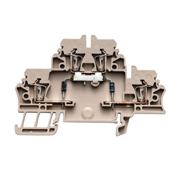 Z-series, Component terminal, Double-tier terminal, Rated cross-section: 2.5 mm², Tension-clamp connection, dark beige image 1