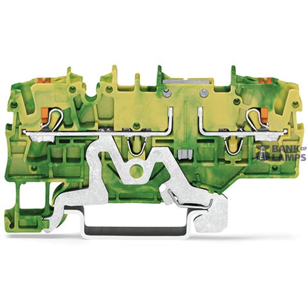 2-conductor ground terminal block with push-button 2.5 mm² green-yello image 1