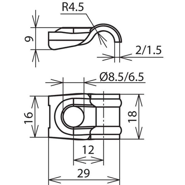 One-screw cleat DEHNQUICK StSt f. Rd 6-10mm hole 6.5mm image 2