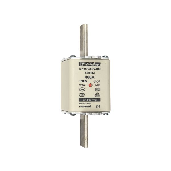 Fuse-link NH3 gG 500VAC 400A live tags Double indicator image 1