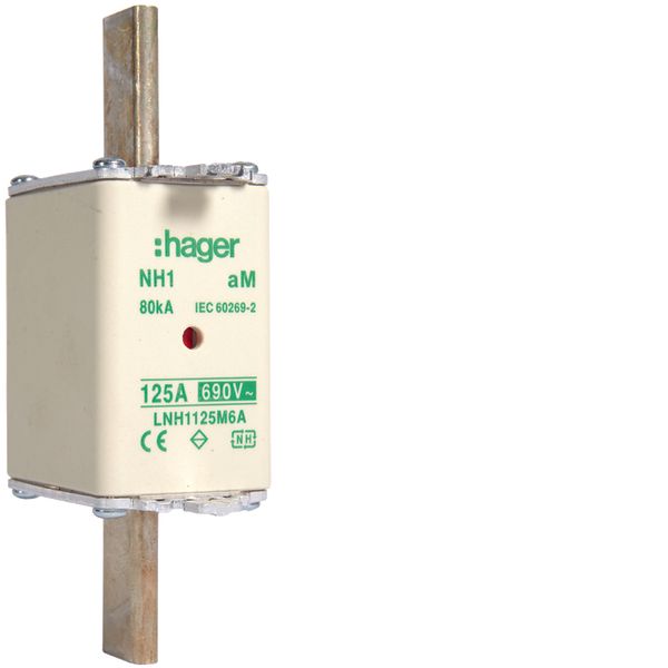 NH fuse NH1 690V aM 125A twin indicator live gripping-lug image 1