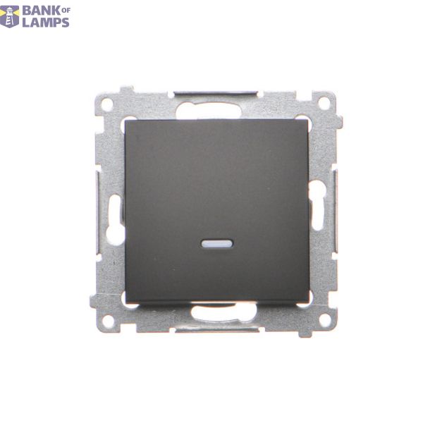 Single contact push button illuminated without pictogram, (module), 10AX, quick connection, black matt image 1