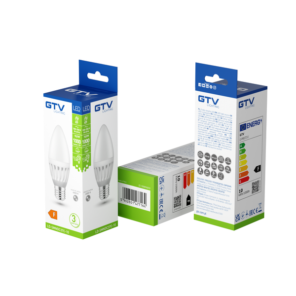 LED Bulb E27, C37, 10 W, 1000 lm, 4000K, AC180-250V, 160°, CERAMIC image 3