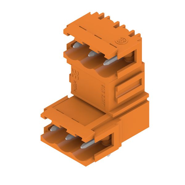PCB plug-in connector, male header, Dovetails for fixing blocks, THT solder connection, 5.08 mm, Number of poles: 6, 90°, Solder pin length (l): 3.2 mm, tinned, orange, Box image 5