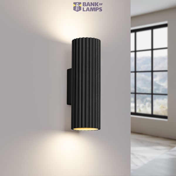 WALL LAMP WITH A CYLINDRICAL LAMP SHADE 20CM BLACK FROM THE CARBON SERIES FOR THE HALLWAY, UP-DOWN 2XGU10 image 8