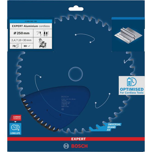 Expert for Aluminium Circular Saw Blade for Cordless Saws 250x2.4/1.8x30 T78 image 2