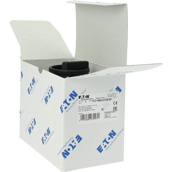 T3-3-15683/I2/SVB-SW Main switch, T3, 32 A, surface mounting, 3 contact unit(s), 3 pole, 2 N/O, 1 N/C, STOP function, With black rotary handle and locking ring, Lockable i image 11