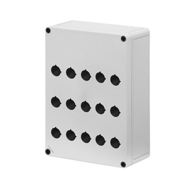 Polycarbonate push-button enclosure 180x254x90, 15 holes Ø 22 image 1