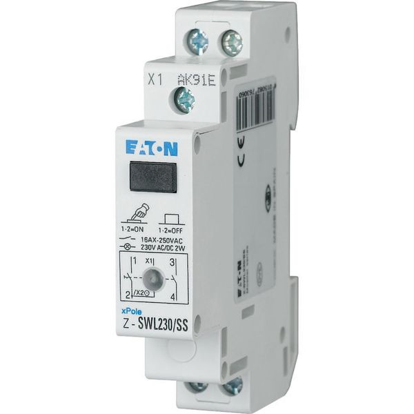 Z-SWL230/SS Switch with LED, 230AC/DC, 2N/O, 16A, orange, 1HP image 3