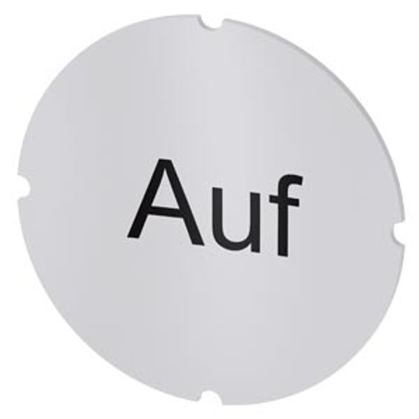 Inscription plate for illuminated pushbutton, round, milky, labeling: Auf image 1