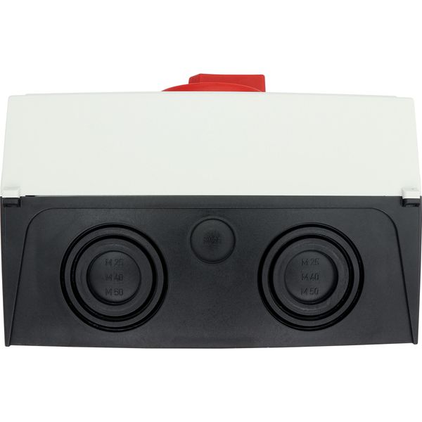 P3-100/I5/SVB/HI11 Main switch, P3, 100 A, surface mounting, 3 pole, 1 N/O, 1 N/C, Emergency switching off function, With red rotary handle and yellow locking ring, Lock image 50