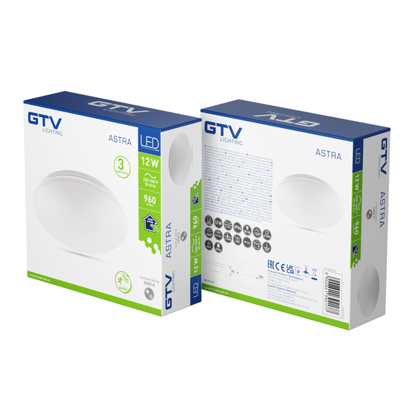 LED luminaire ASTRA with microwave motion sensor, 12 W, 960 lm, 4000K, AC180-250V, PF>0.5, IP54, Ø255 mm image 2