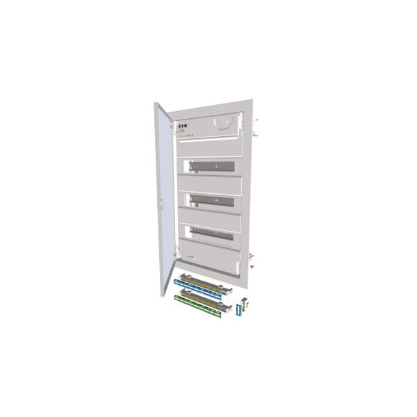 KLV-36HWS-SF Hollow wall compact distribution board, 3-rows, super-slim sheet steel door image 1