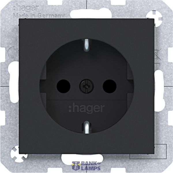 SCHUKO wall socket, Safety Plus, screw terminals, A.x/C.x, black matte image 1