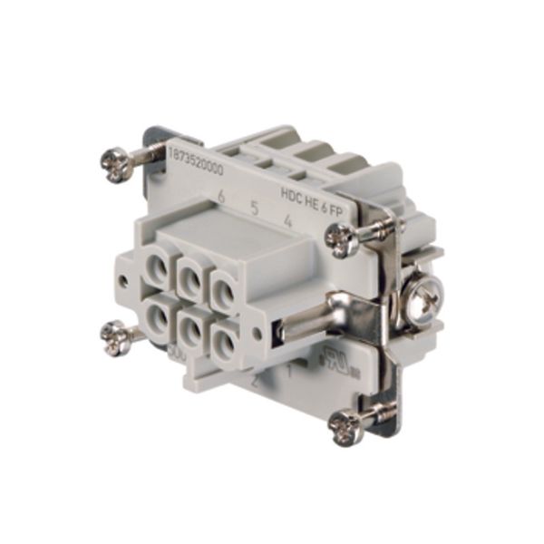 HDC insert, Female, 500 V, 24 A, Number of poles: 6, PUSH IN, Size: 3 image 1