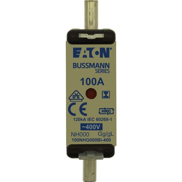 Fuse-link, LV, 25 A, AC 400 V, NH000, gL/gG, IEC, dual indicator, insulated gripping lugs image 1