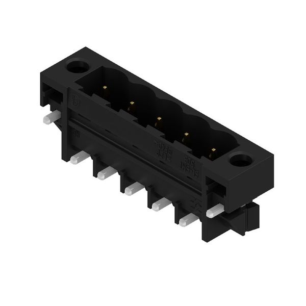 PCB plug-in connector, male header, Flange, THT/THR solder connection, 5.08 mm, Number of poles: 5, 270°, Solder pin length (l): 1.5 mm, Au (Gold), black, Tape image 1