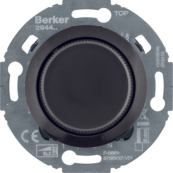Universal rotary dimmer with central piece (R, L, C, LED), series 1930/glass, black. Gl. image 1