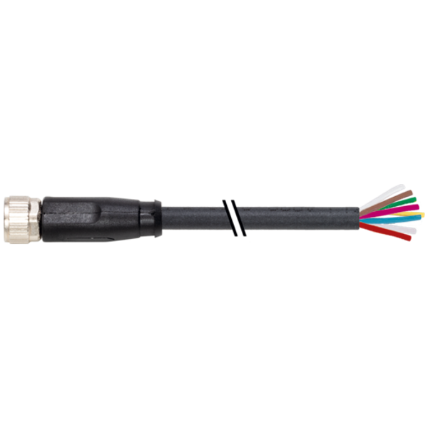 M8 female 0° A-cod. shielded PUR 8x0.14 shielded UL bk 10m image 1
