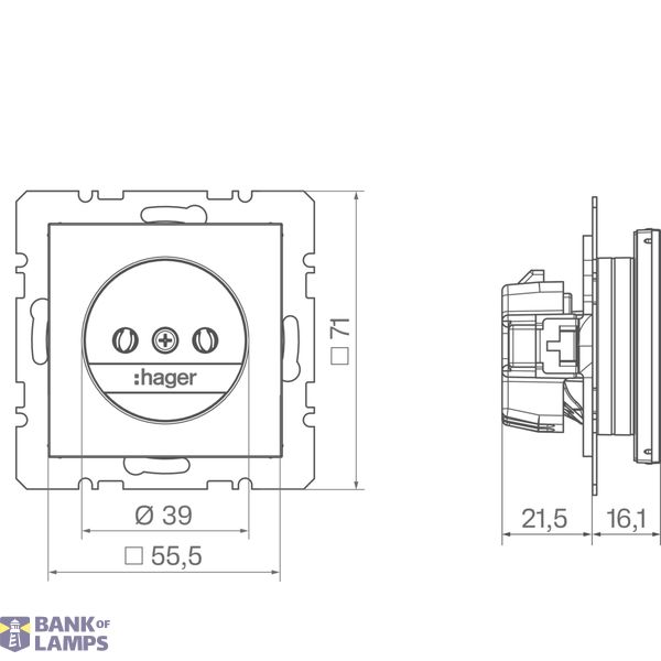 Wall socket without earth connection, A.x/C.x, matte night black image 2