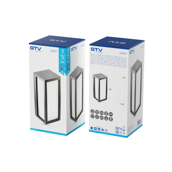 Facade luminaire VASTI, E27, max. 12 W, IP54, black image 2