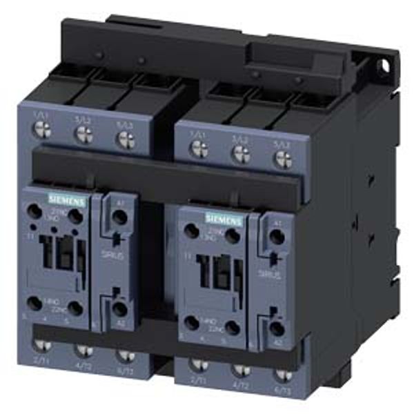 Reversing contactor assembly for 3RA27, 22 kW, 20-33 V AC/DC, 2 NO integr. image 2