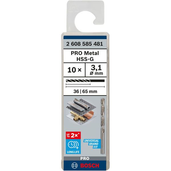 Metal drill bits HSS-G, DIN 338 3,1 x 36 x 65 mm 10 pcs. image 1
