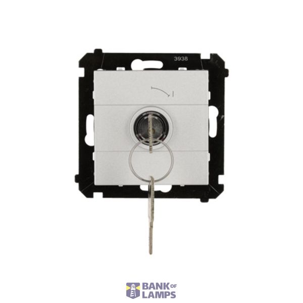 Single switch with a key - 2 positions "0-1", matt aluminum, 5A image 1