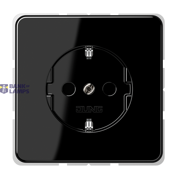 SCHUKO socket, 16 A 250 V ~, integrated increased contact protection, SAFETY+, thermoplastic, CD series, black image 1