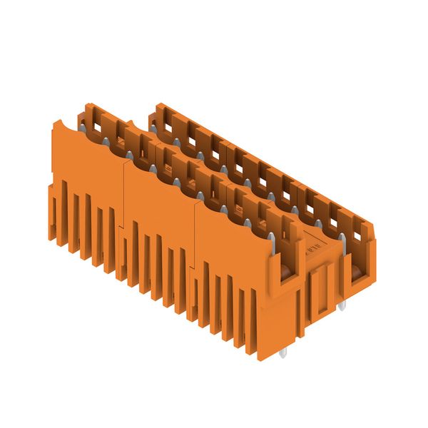 PCB plug-in connector, male header, Dovetails for fixing blocks, THT solder connection, 5.08 mm, Number of poles: 18, 180°, Solder pin length (l): 3.2 mm, tinned, orange, Box image 4