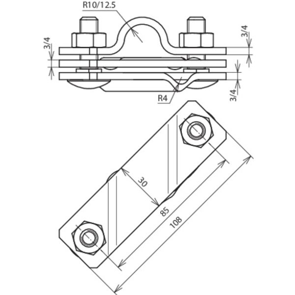 Earth rod connect. bracket St/tZn D 25mm w. connect. screw M10x20mm f. image 2