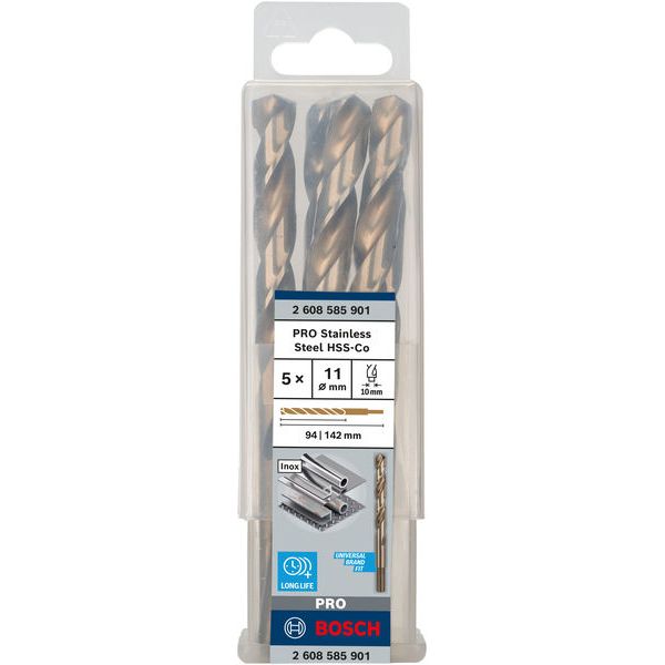 Metal drill bits HSS-Co, DIN 338 11 x 94 x 142 mm 5 pcs. image 1