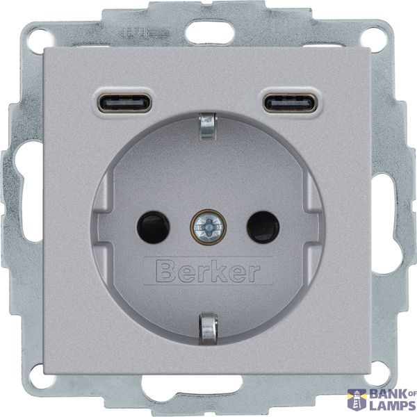 WCD RA, 2 x USB C (PD), Berker S.1/B.3/B.7 aluminum mat image 1