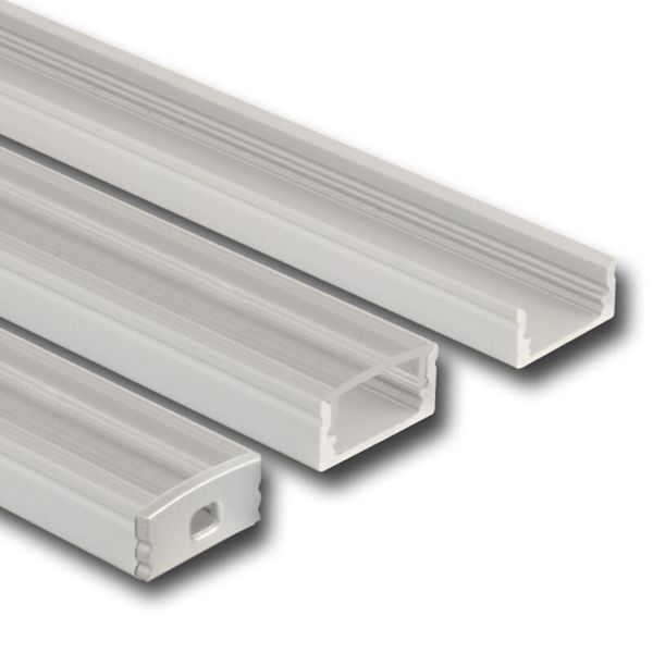 Attached aluminum profile PQ, 17x8 mm, clear diffuser, complete, 3 m image 1