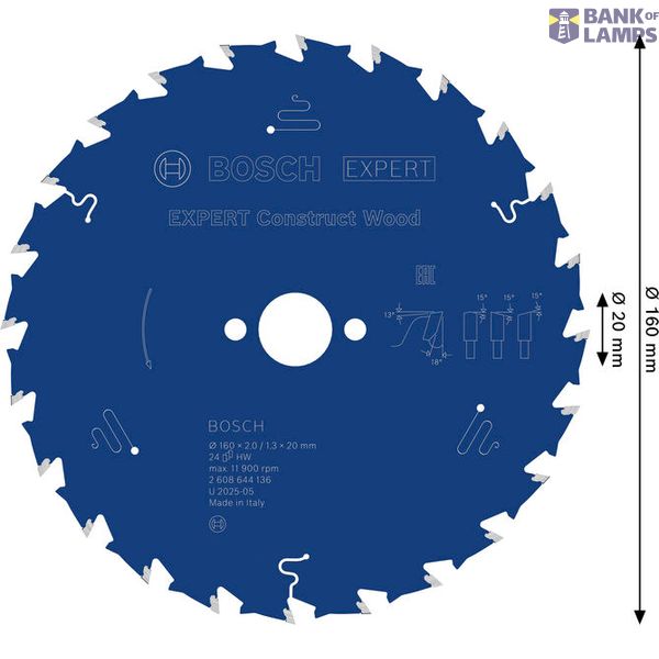 Circular saw blade Expert for Construct Wood 160 x 20 x 2,0 mm, 24 image 2