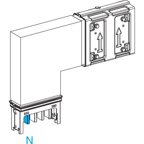 Elbow, KSA400, aluminium conductors, 400A, fixed dimensions (A=B=250mm), downward, white RAL9001 image 1