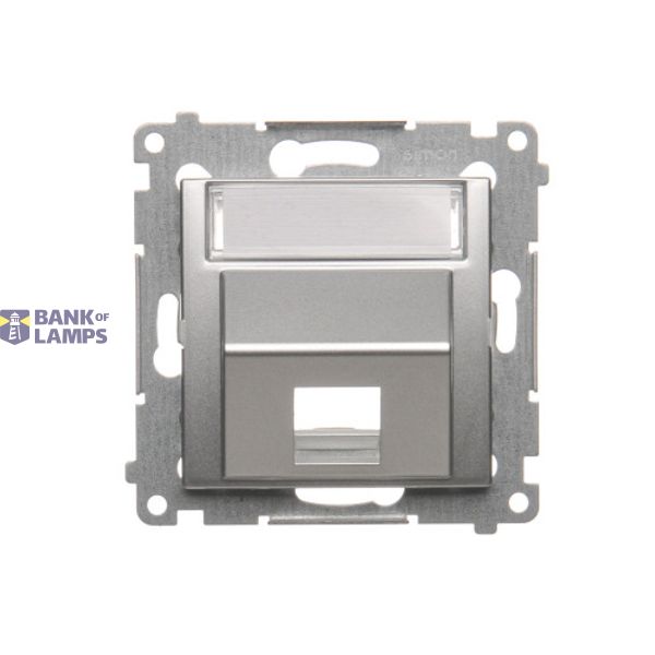 IT/telephone Keystone, diagonal socket cover with descriptive field, (module), Silver matt, metalic image 1