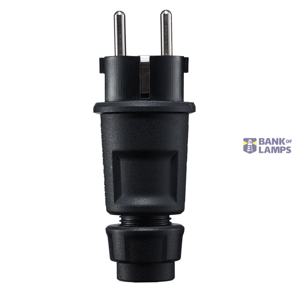 SCHUKO plug, black, Elamid high performance plastic, 2 earthing systems, IP44 image 1