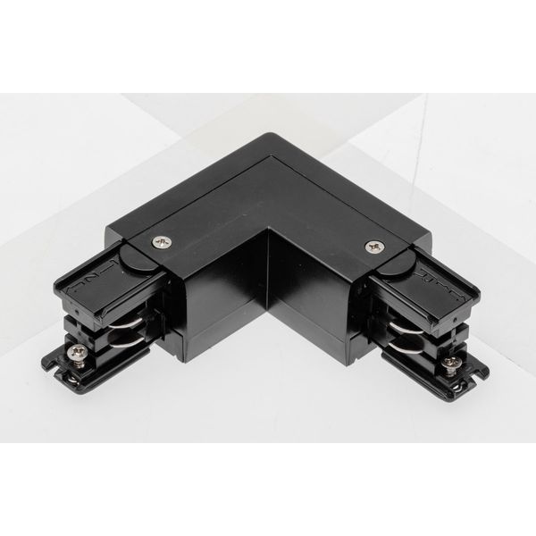 Connector L 90° for 3-phase track, external, black image 1