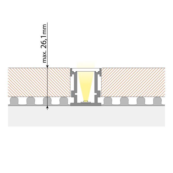 Step-on aluminum profile BK, 21x26 mm, White diffuser, complete, 2 m image 1