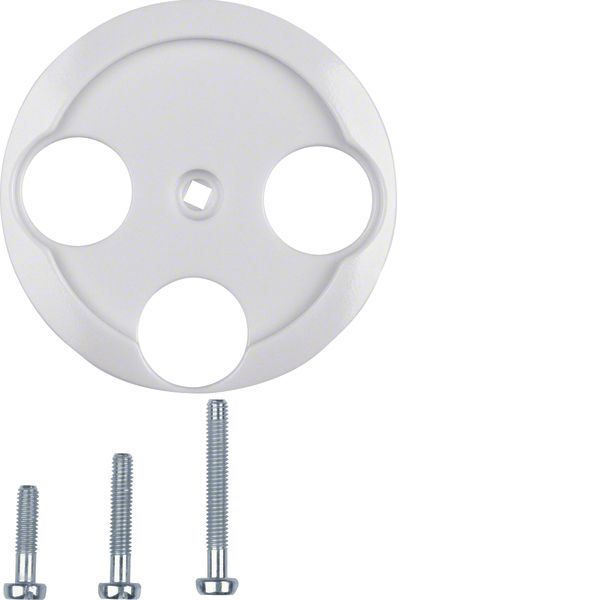 Centre plate for aerial soc. 3hole, 1930/glass, p. white glossy image 1