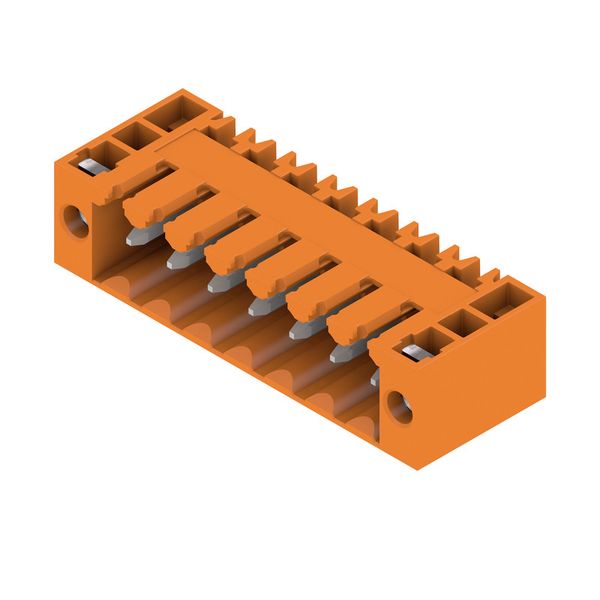 PCB plug-in connector, male header, Flange, THT solder connection, 3.50 mm, Number of poles: 7, 90°, Solder pin length (l): 3.2 mm, tinned, orange, Box image 2