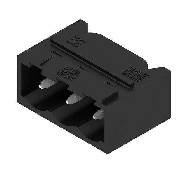 PCB plug-in connector, male header, closed side, THT/THR solder connection, 5.08 mm, Number of poles: 3, 90°, Solder pin length (l): 3.2 mm, tinned, black, Tape image 2