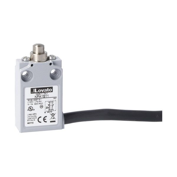 Prewired with 2m long cable metal limit switch, K series, top push rod plunger. Contacts 1NO+1NC snap action image 1