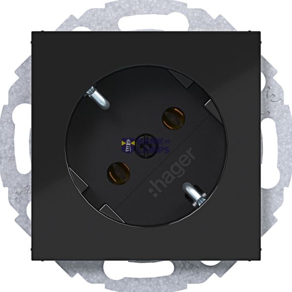 SCHUKO wall socket 45°, plug-in, A.x/C.x, glossy night black image 1