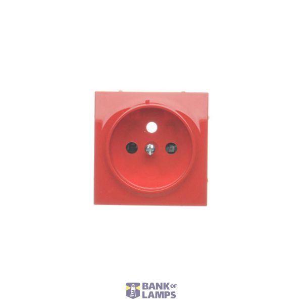 Cover for single socket outlet with earthing, red image 1